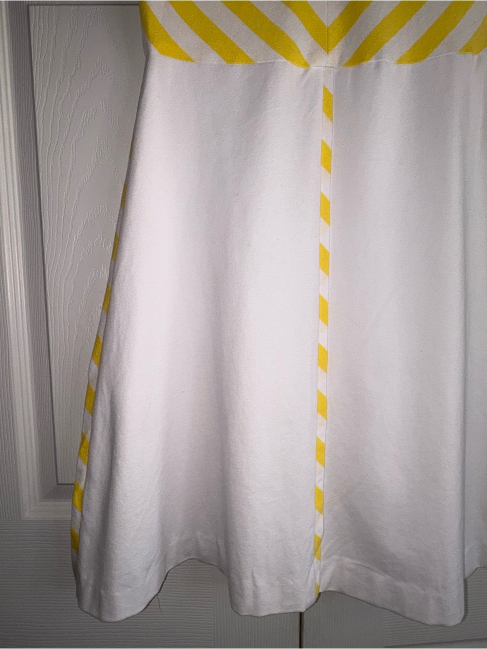 Elizabeth McKay Yellow and White Chevron Fit-and-Flare Dress - Picture 3 of 14